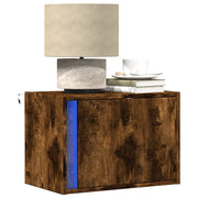 Comodini a Parete con luci LED 2 pz Rovere Fumo 852098
