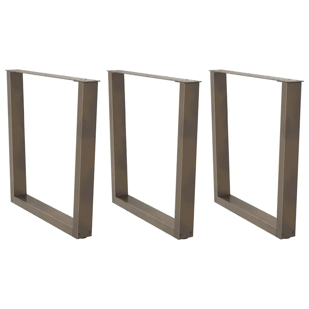 Gambe per tavolo da pranzo a forma di V 3 pz in acciaio naturale 80x(72-73,3) cm