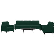 Set di Divani 3 pz con Cuscini Verde scuro in Velluto