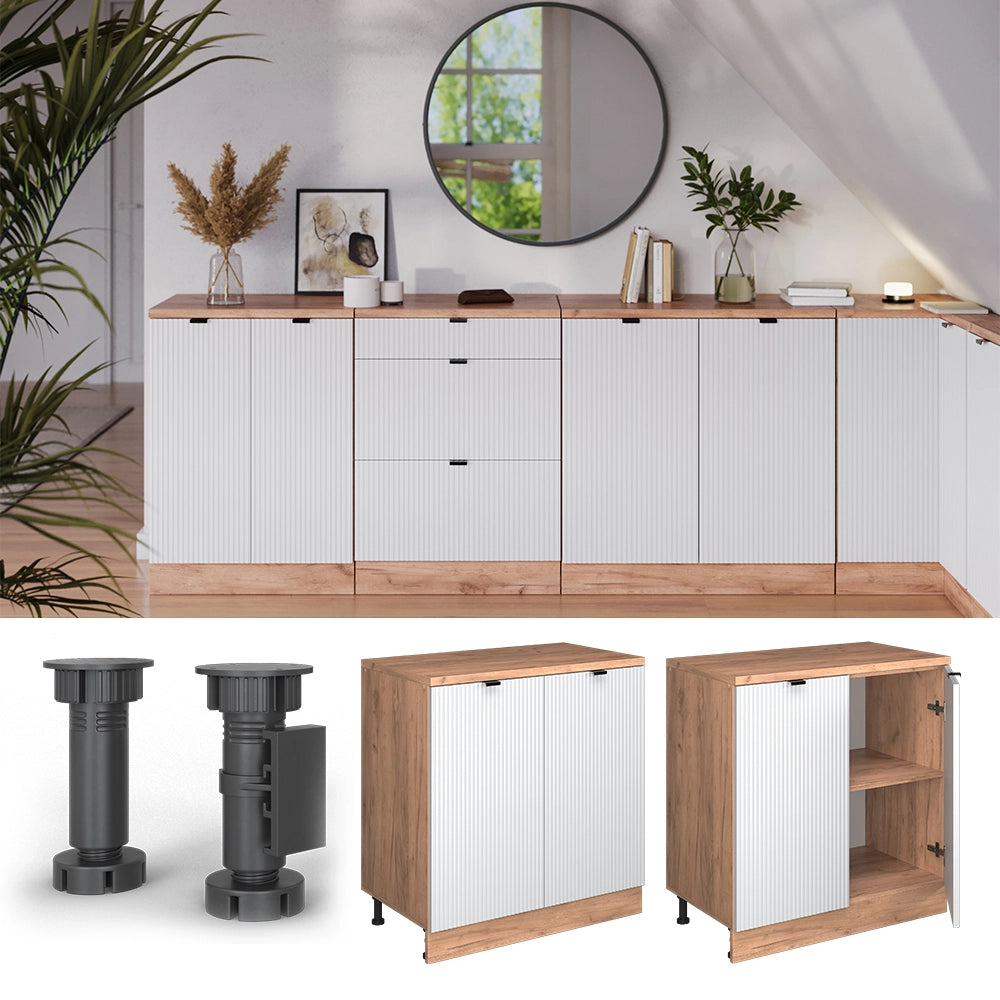 Mobile per mansarda Rion Ondulazione bianca/Rovere dorato 80 x 83.8 cm senza inclinazione con 2 ante Vicco