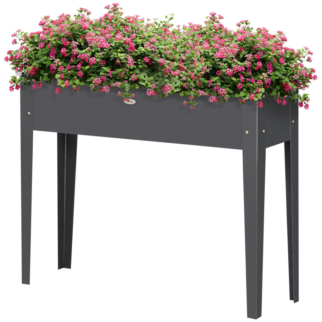 Fioriera rialzata quadrata da giardino ¨C Xylo ¨C acciaio galvanizzato grigio 100x30x80 cm