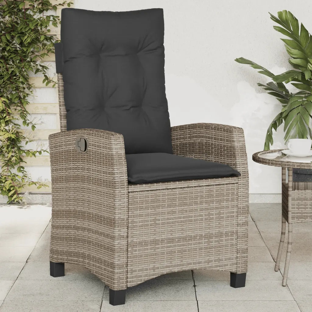 Sedie da Giardino Reclinabili 2 pz | Sedie da Esterno e Cuscini Grigio Polyrattan