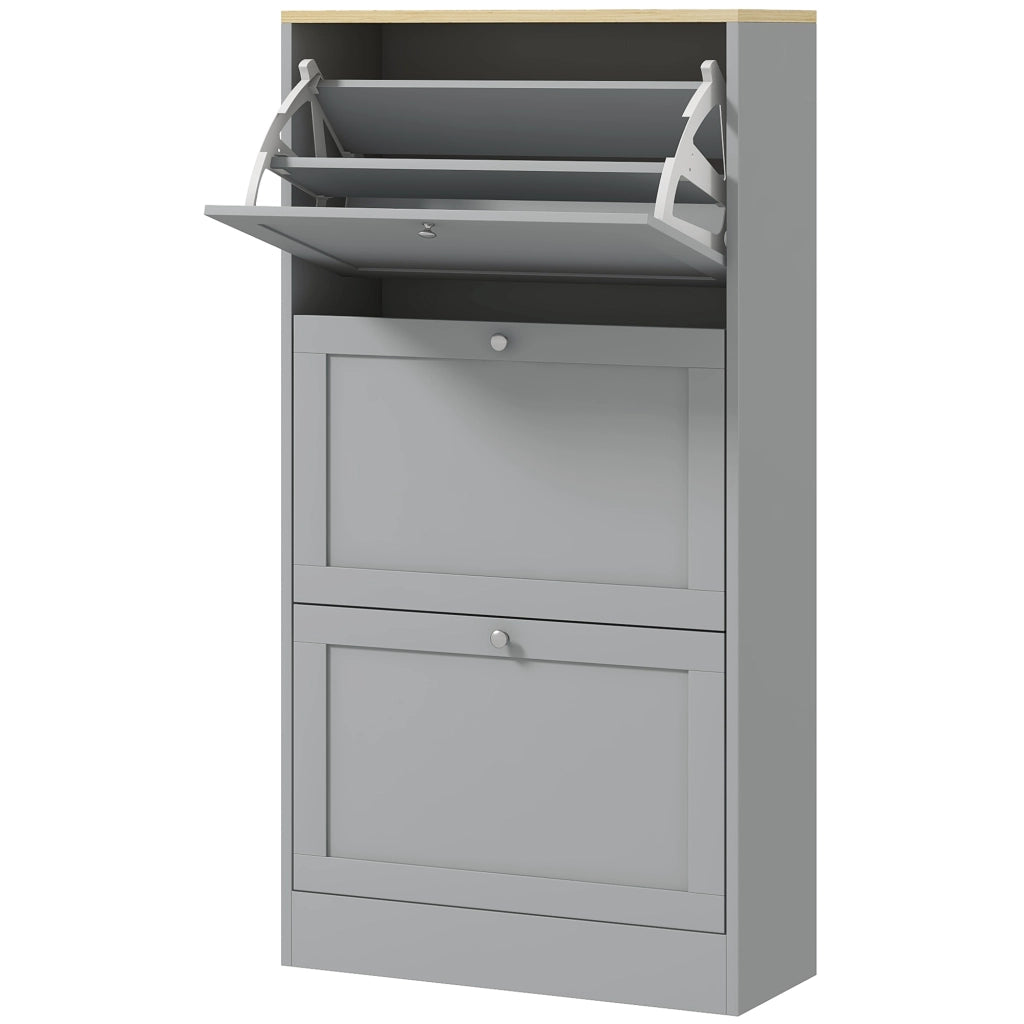 Scarpiera con 3 cassetti e ripiani regolabili ¨C zephmum ¨C grigio 60x23.5x115 cm