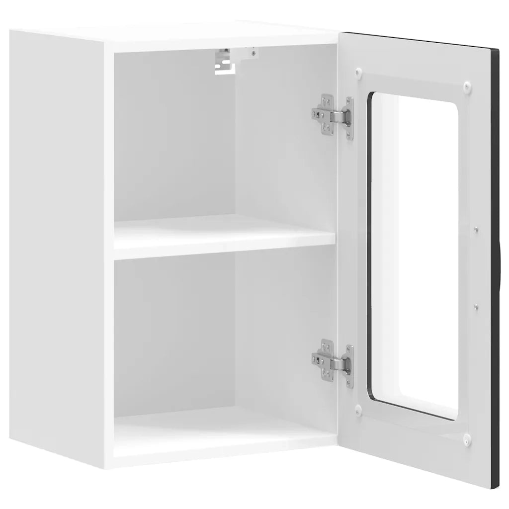 Pensile da Cucina con Porta in Vetro Kalmar Nero Truciolato