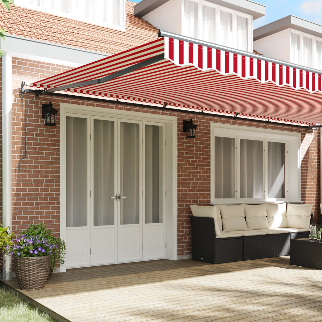 Tenda Retrattile Automatica a Righe Rosse e Bianche 600x350 cm