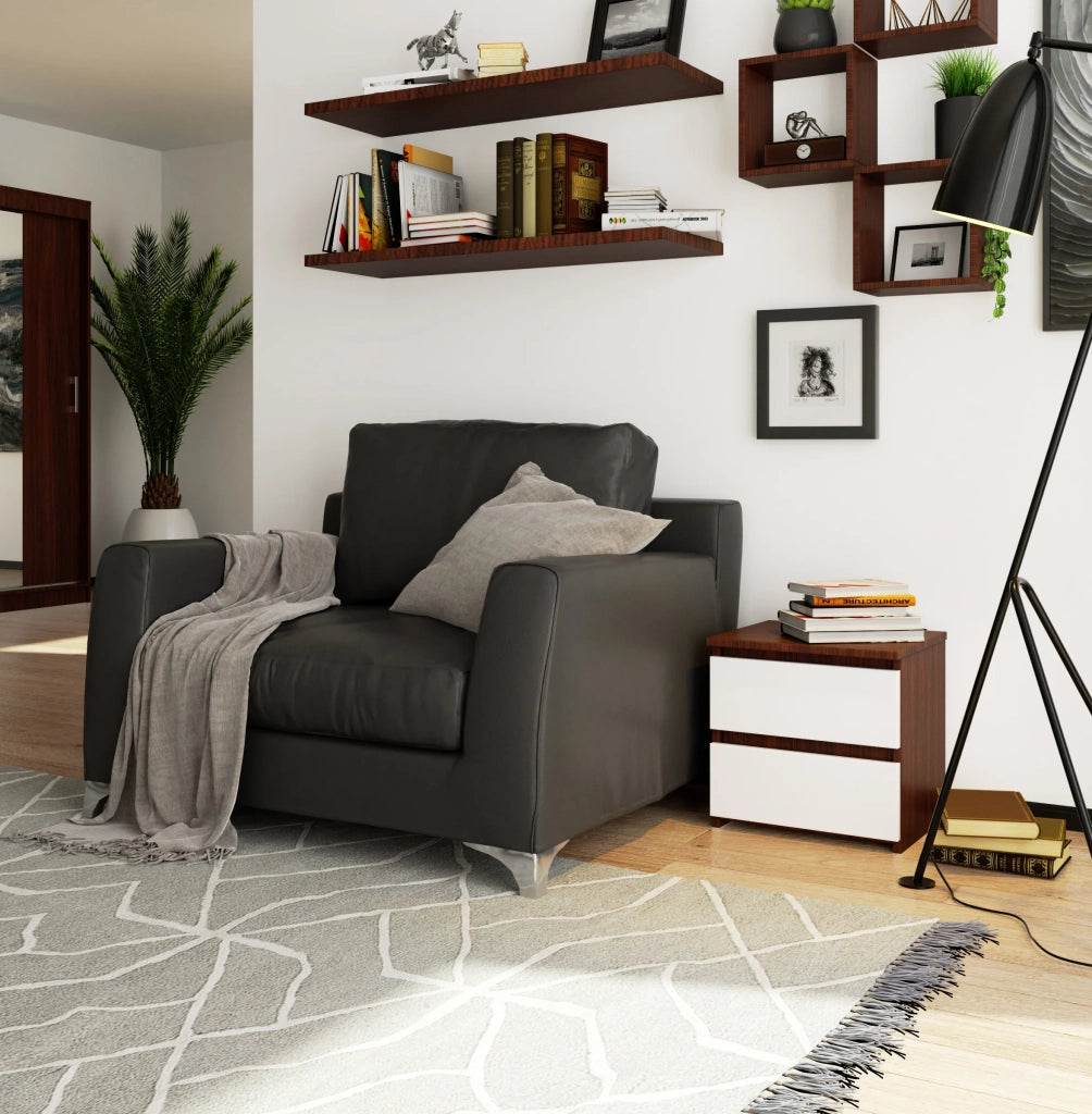 Comodino AKORD CL2 Wengé 40 cm 2 cassetti inserto frontale Bianco 40x35x40 cm
