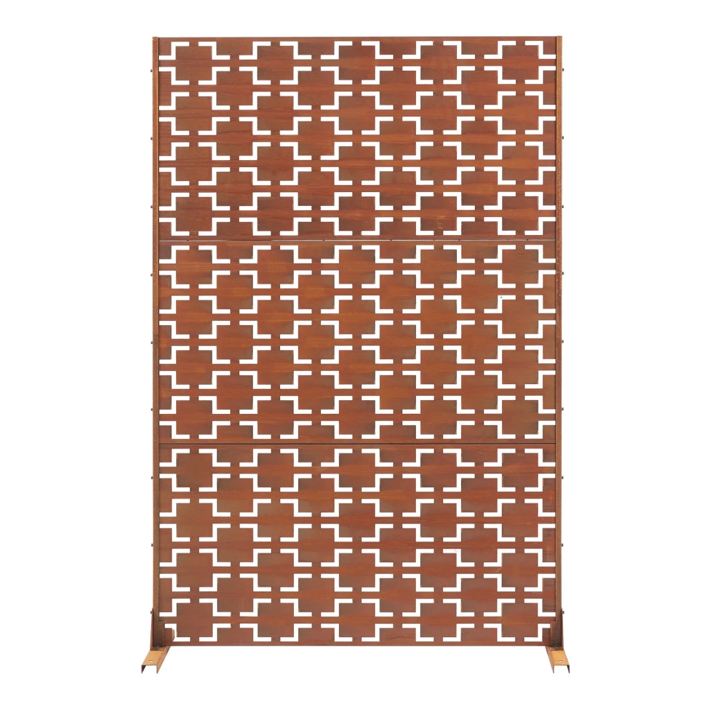 Parete divisoria per uso esterno e interno 180 x 120 x 40 cm acciaio zincato marrone ruggine 03_0009269