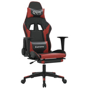 Sedia Gaming | Sedia da e-sports Massaggio Poggiapiedi Nero e Rosso Vino Similpelle