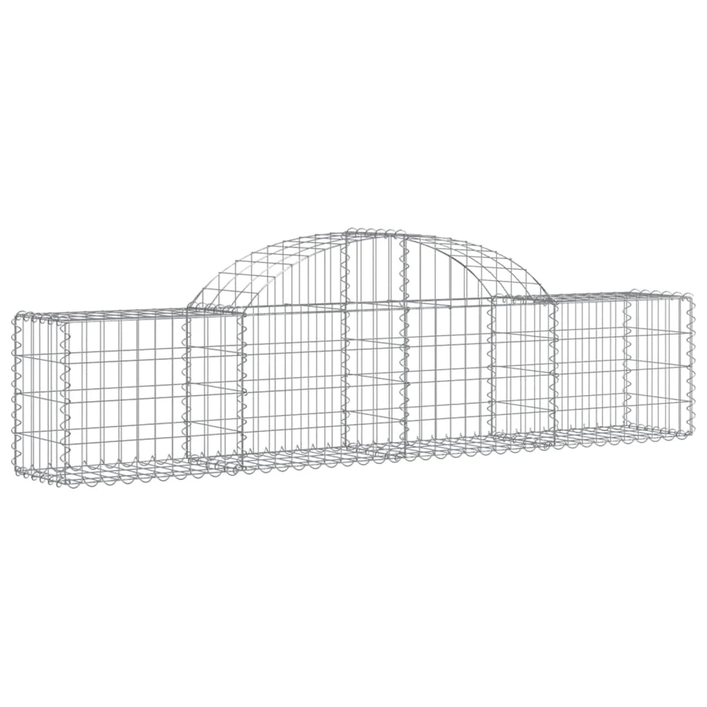 Cestini gabbioni recinzione a gabbia muro di contenimento ad arco 1 set da 2 200 x 30 x 40/60 cm ferro zincato argento 02_0040521