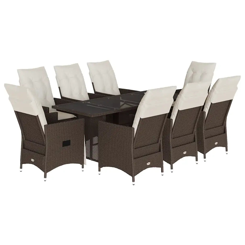 vidaXL Set da Pranzo da Giardino 9pz con Cuscini Marrone in Polyrattan