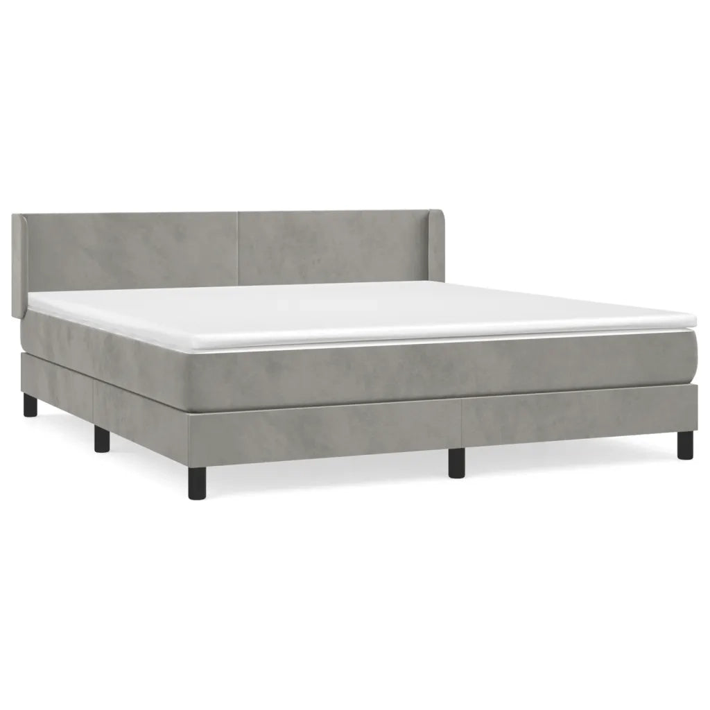 Giroletto a Molle con Materasso Grigio Chiaro 160x200cm Velluto cod mxl 36608