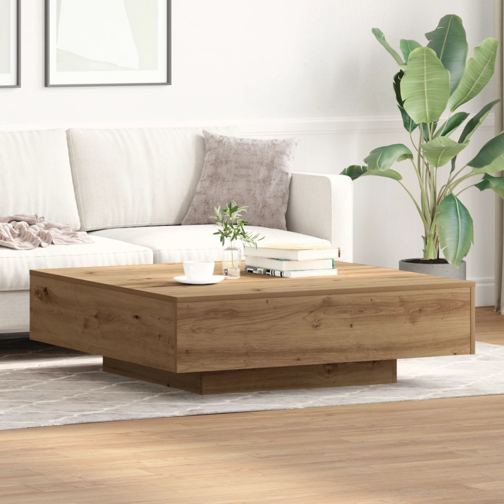 Tavolino da caffÃ¨  in rovere fatto a mano 100x100x31 cm in legno ingegnerizzato
