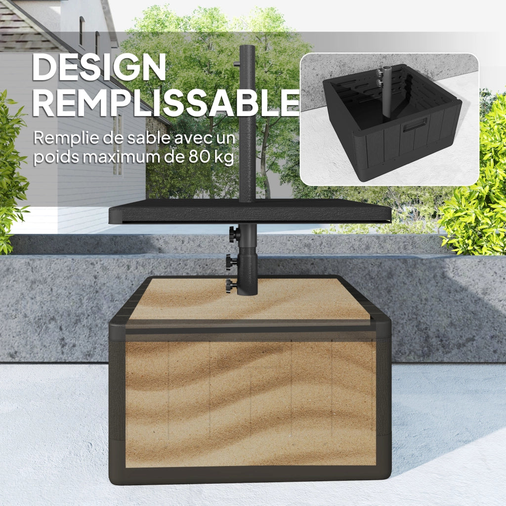 Piedistallo Parasol Quadrato con Tavolino ¨C Zephmum ¨C 53x53x45 cm Nero