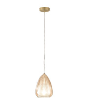 Britton Lampada a Sospensione in Metallo e Vetro Borosilicato Colore Ambra, Design Moderno, Attacco E27, Diametro 22cm, Classe di Isolamento 1