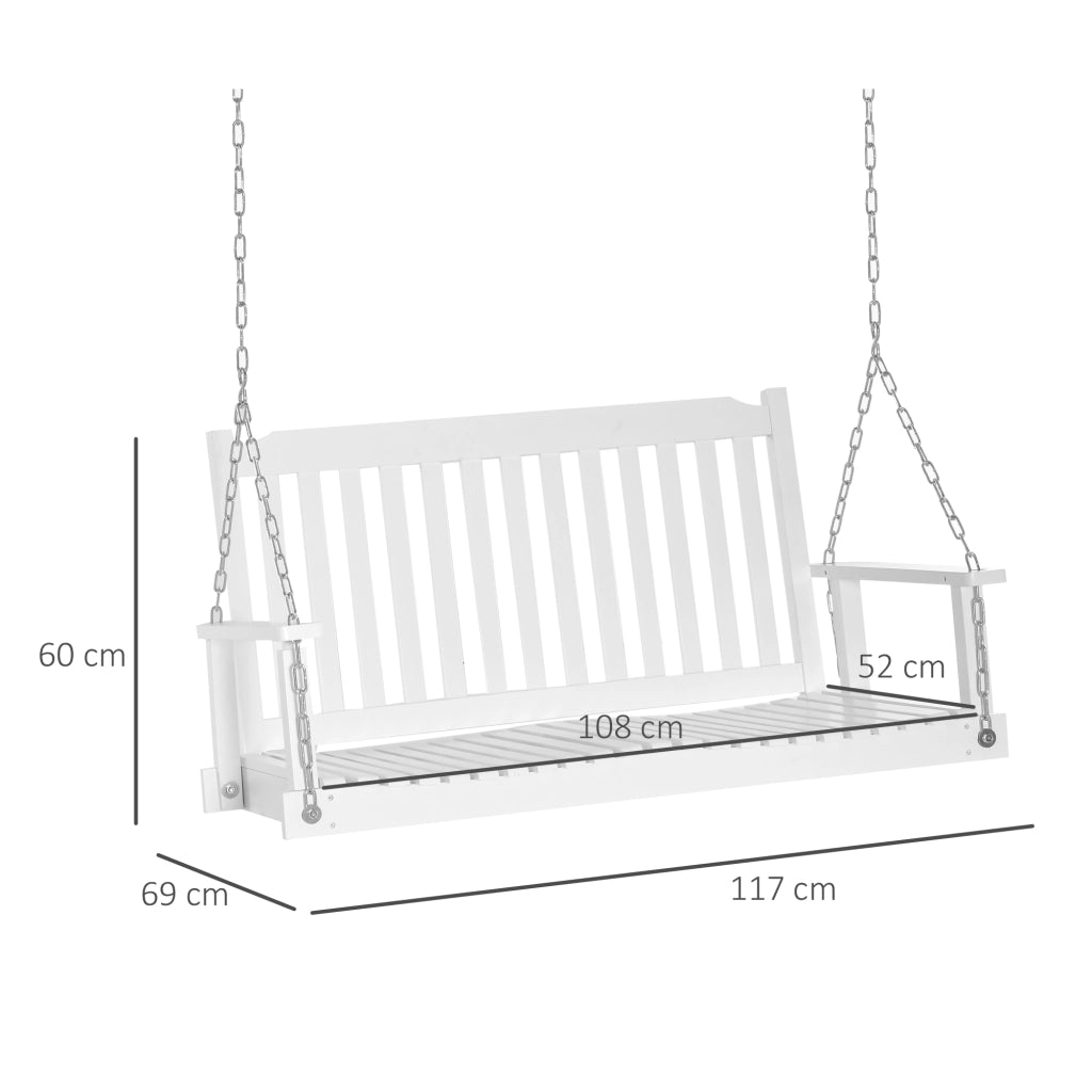 Altalena da giardino per 2 persone ¨C zephmum ¨C bianco massello 117x69x60 cm