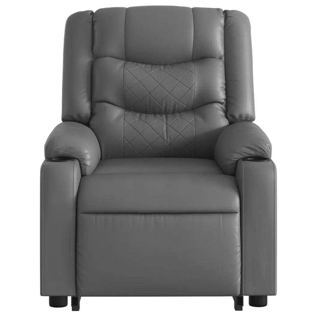 Poltrona Alzapersona Reclinabile Grigio in Similpelle 3206554