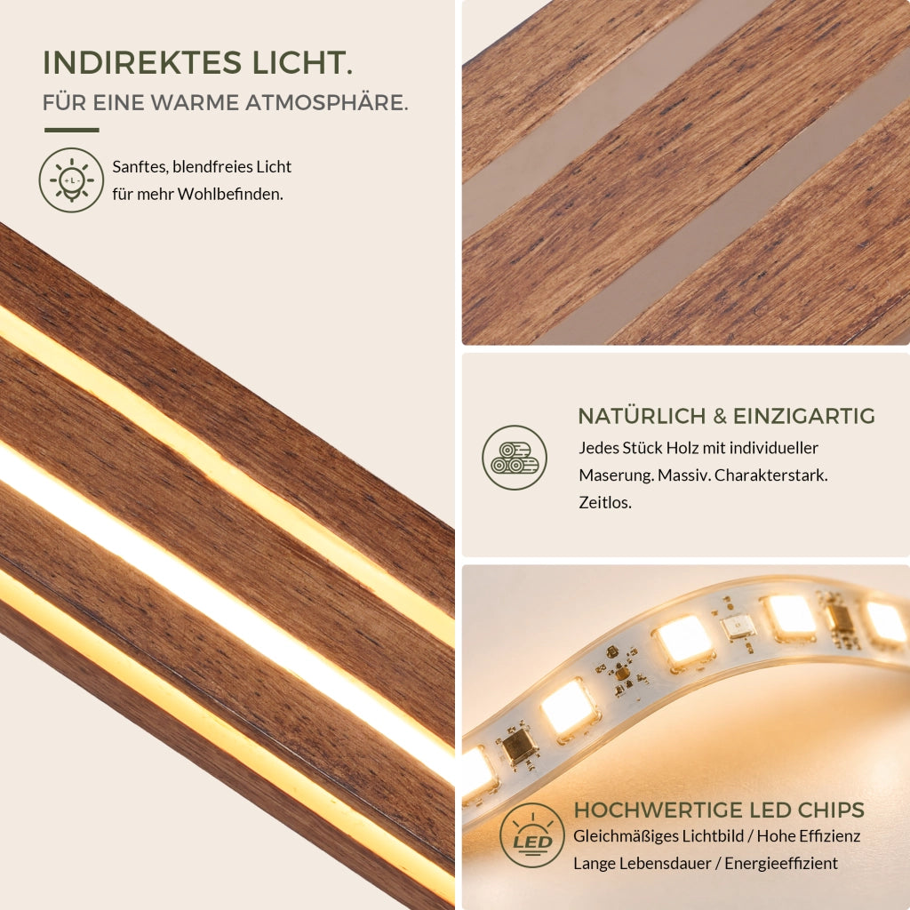 ZMH Lampada da Parete LED Legno 50cm Moderna 3000K 8W per Soggiorno Interni