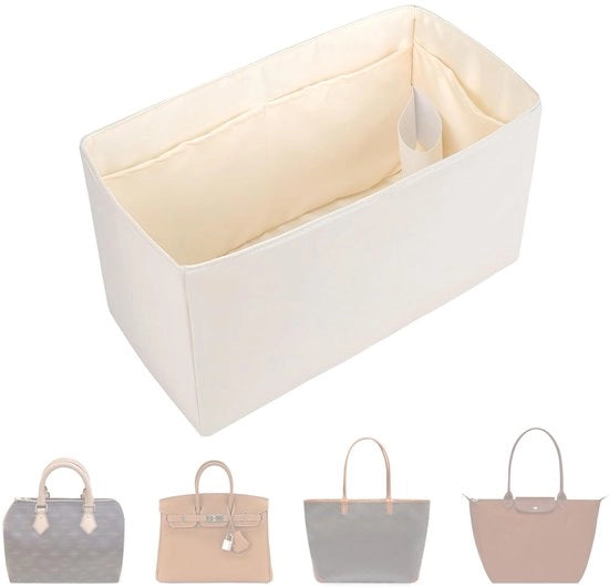 Organizzatore per tas. Organizzatore multi tas, progettato per essere pieghevole, realizzato a mano con nylon e seta, soffice e liscio come la seta, adatto per molti tipi di tasche (XL-Craie).