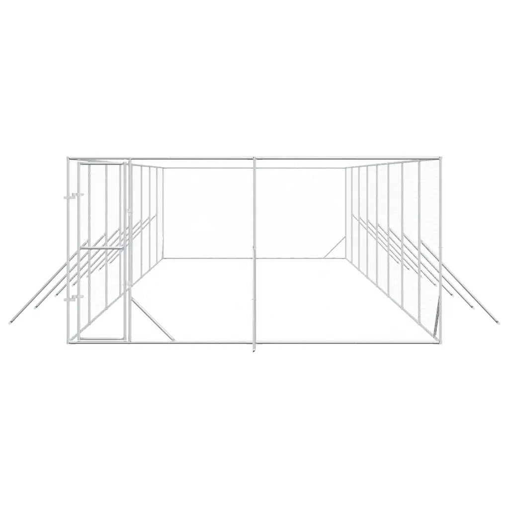 Cuccia per Cani da Esterno Argento 4x16x2 m in Acciaio Zincato 3190458