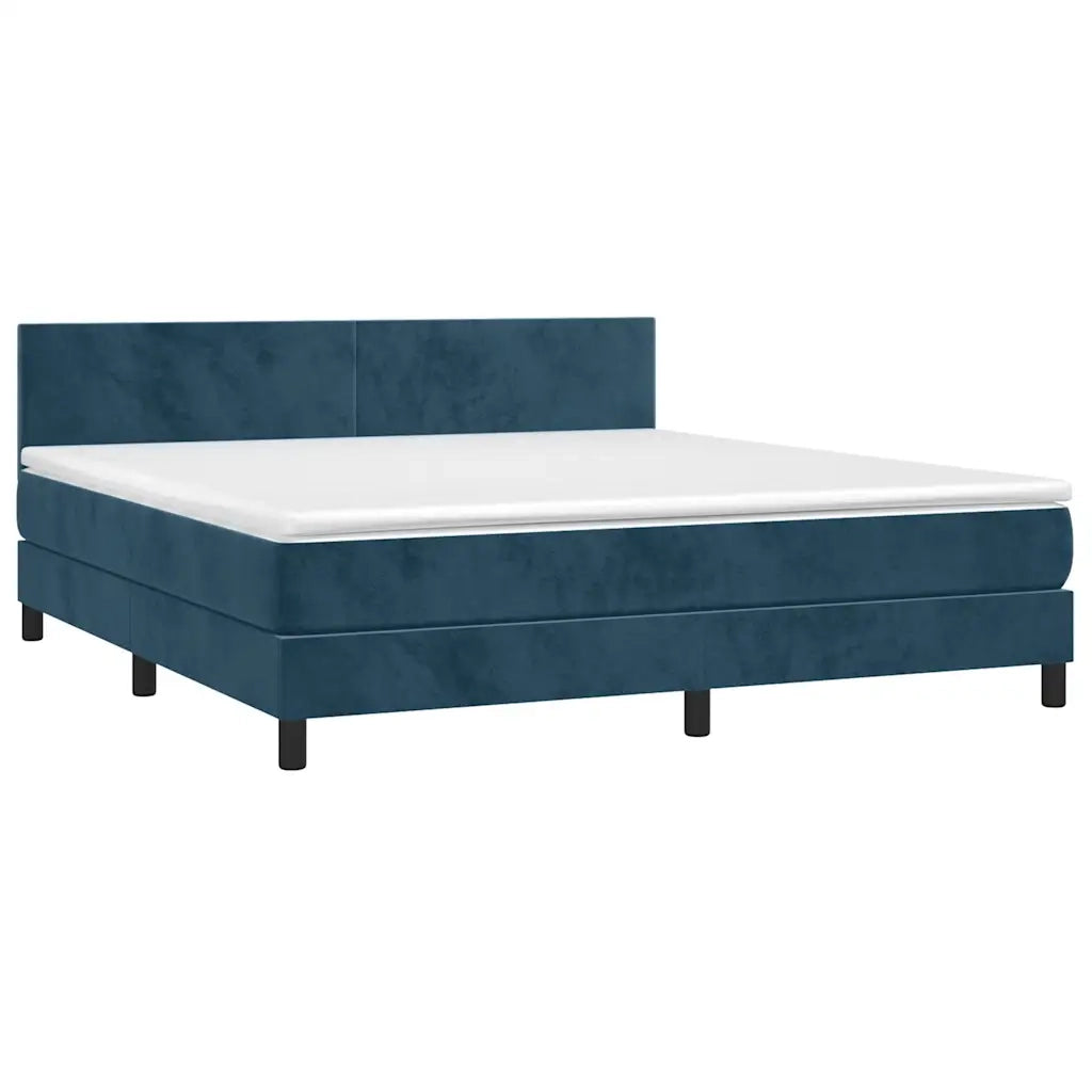 Letto a Molle con Materasso e LED Blu Scuro 160x200 cm 3134295