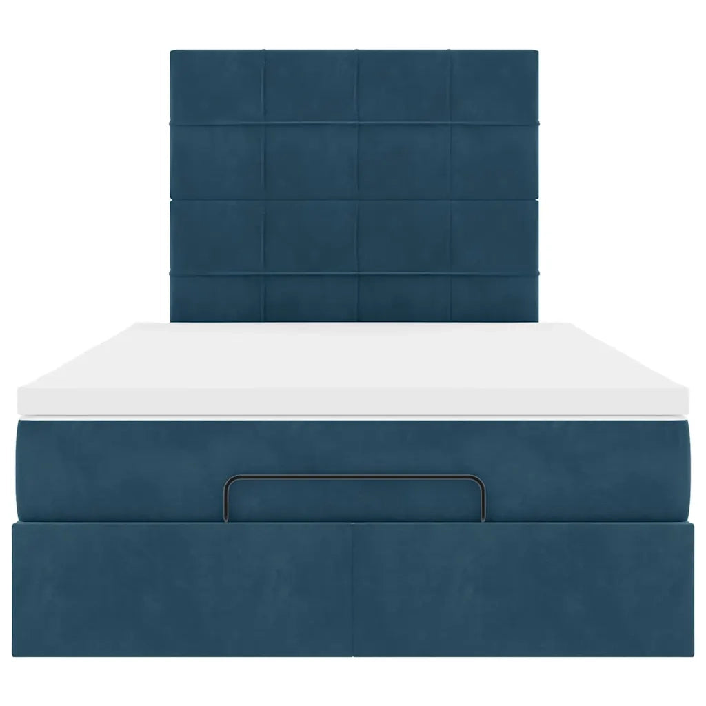 Struttura Letto Pouf con Materassi Blu Scuro 120x200 cm Velluto