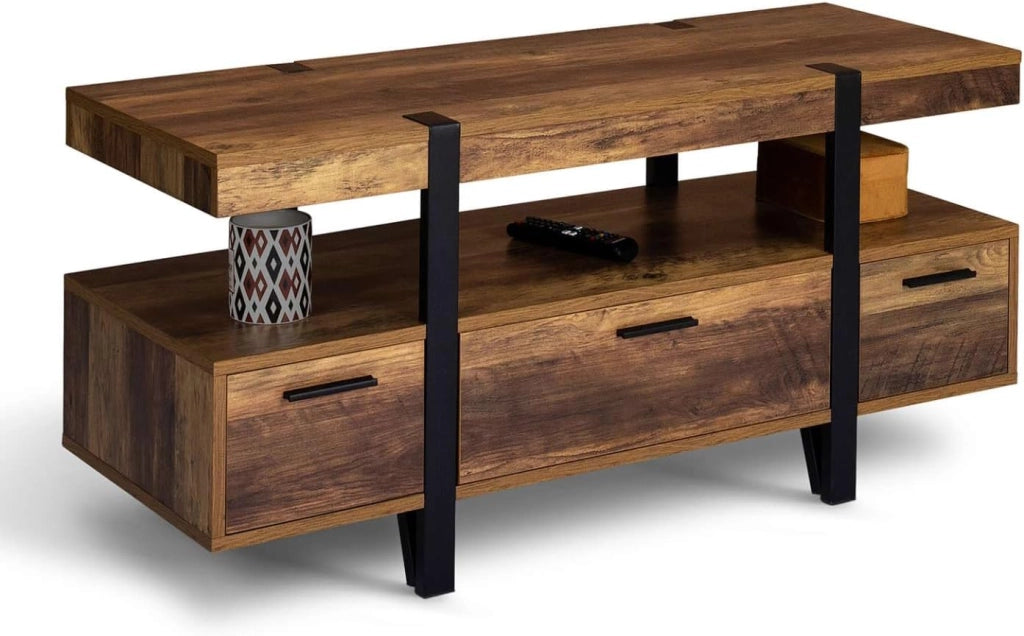 AUSTRIA Porta TV con gambe a spillo in legno da 113 cm con cassetti