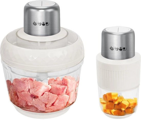 800 W macchina per affettare carne - 3 l + 0,5 l contenitore in vetro - 2 velocità - macchina per mescolare carne verdure frutta frutta essiccata (bianca) Macchina per affettare carne