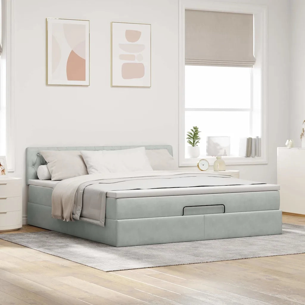 Struttura Letto Pouf con Materasso 180x200 cm in Velluto 3311861