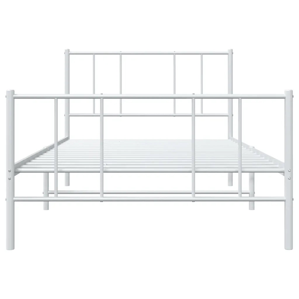 Giroletto con Testiera e Pediera Metallo Bianco 100x190 cm 352541