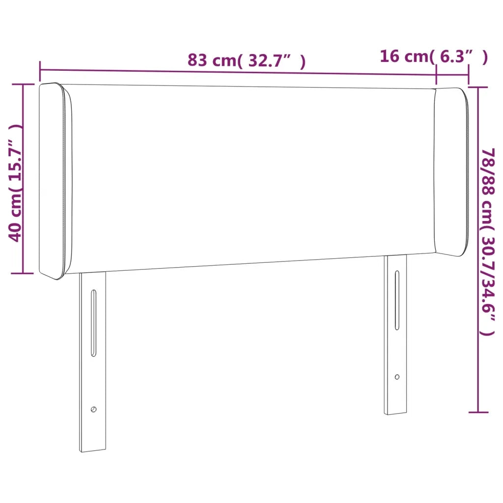Testiera | Testata ad Orecchio Grigio Chiaro 83x16x78/88 cm in Velluto