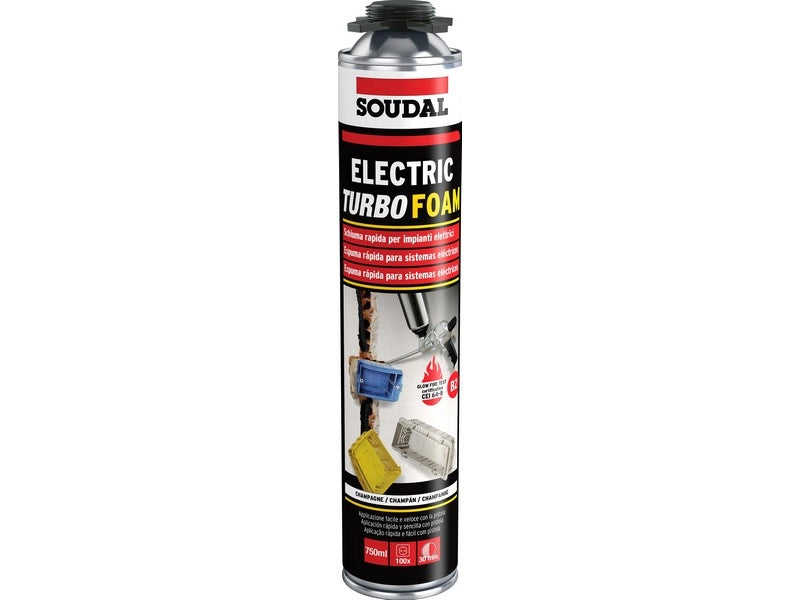 Soudal SCHIUMA POLIURETANICA ''ELECTRIC TURBO'' PER IMPIANTI ELETTRICI, PER PISTOLA ml. 750