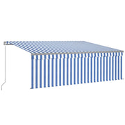 Tenda Sole | Tenda parasole Retrattile Manuale con Parasole 4x3m Blu e Bianco
