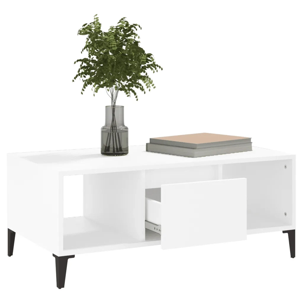 Tavolino da Salotto Bianco 90x50x36,5 cm in Legno Multistrato 821068