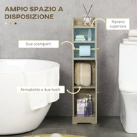 Mobile a Colonna per Bagno 23x18x100 cm in Truciolato Grigio