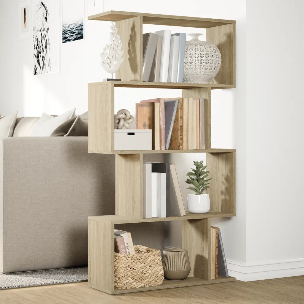 Libreria Divisorio 4 Ripiani Sonoma 70x24x129 cm in Truciolato 858104