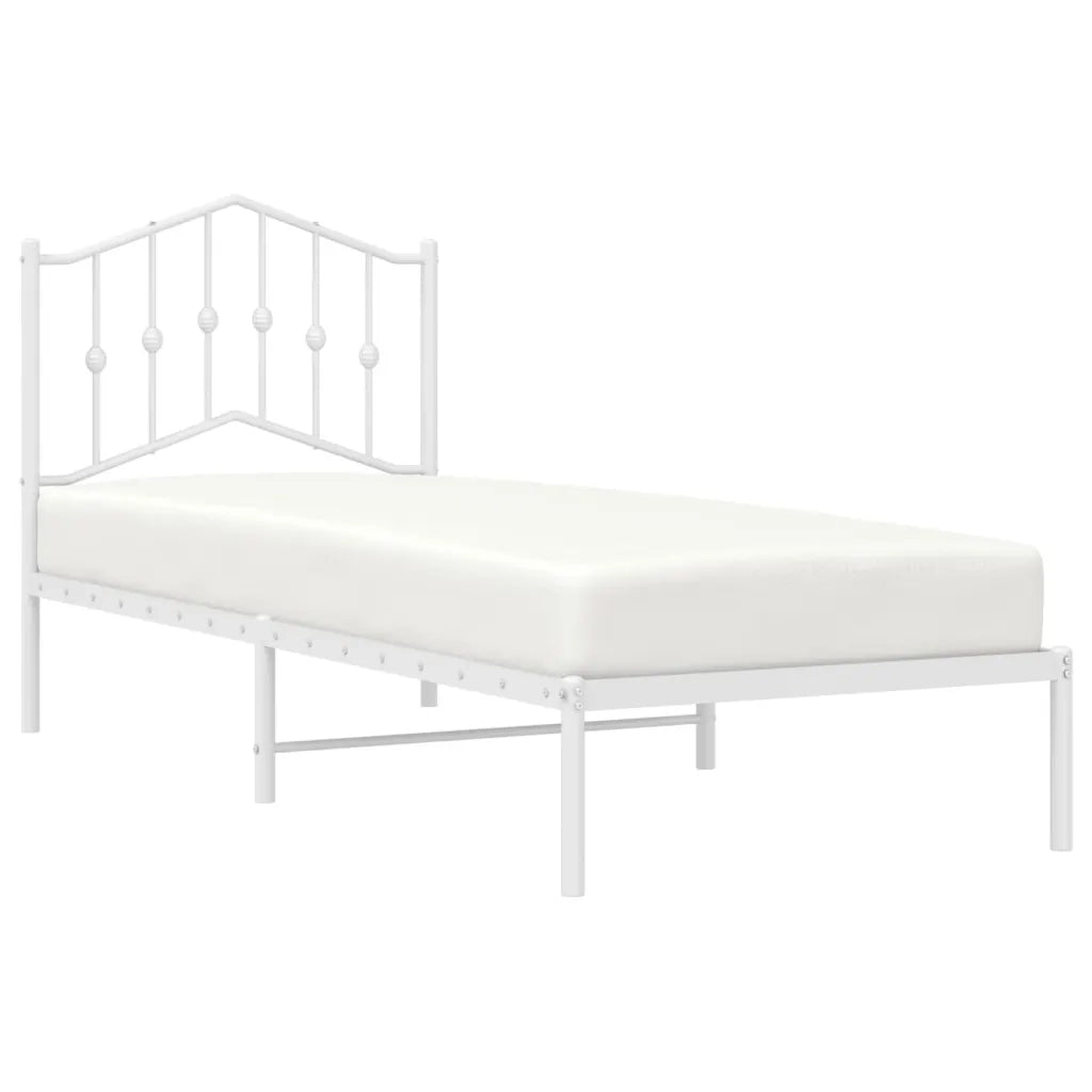 Giroletto con Testiera-Struttura Letto con testiera Metallo Bianco 90x190 cm 174390