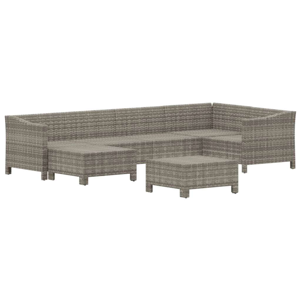 Set di mobili da giardino mobili da esterno 7 pezzi con cuscini resina intrecciata grigia 02_0017212