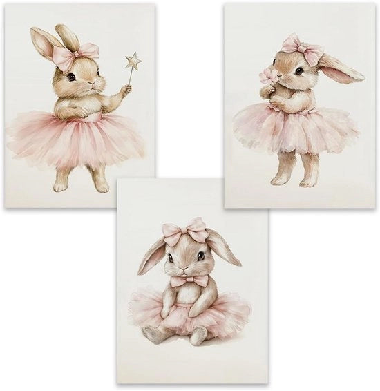 Set di 3 Posters Animali per Camera da Bambina e Camera da Letto Ragazze (30x40cm)