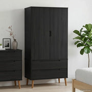 Guardaroba MOLDE Nero 90 x 55 x 175 cm Legno Massello di Pino 42020940