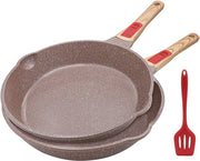 Set di padelle antiaderenti in ceramica - padelle salutari - 2 pezzi - marrone - ceramica
