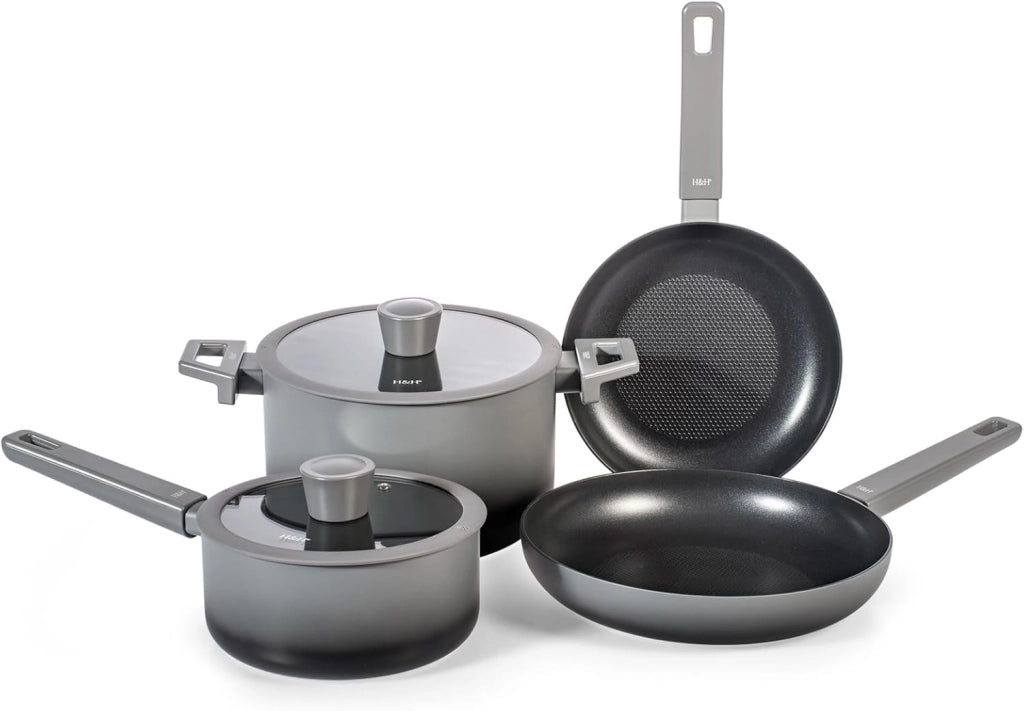 Batteria 6 pezzi etoile con rivestimento antiaderente pfluon colore grigio antracite.