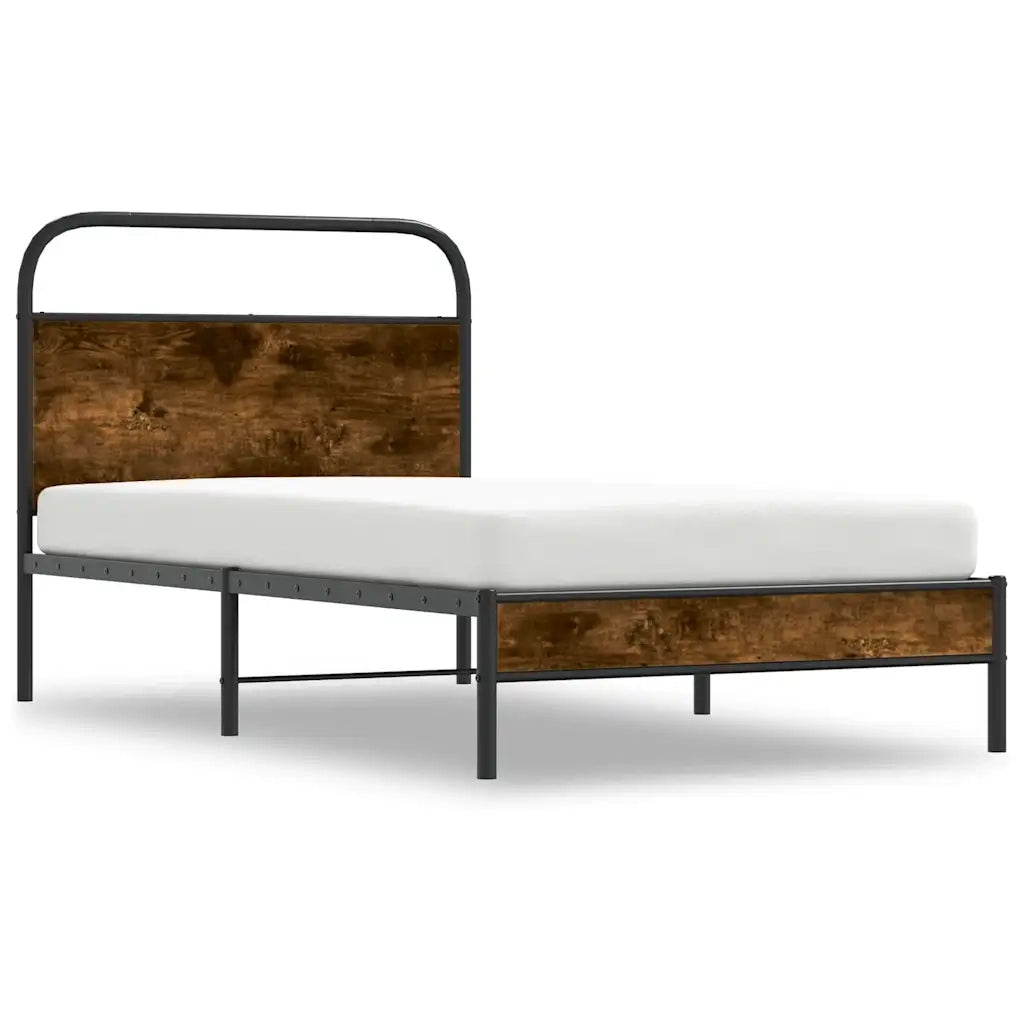 vidaXL Giroletto senza Materasso Rovere Fumo 100x190 cm in Truciolato