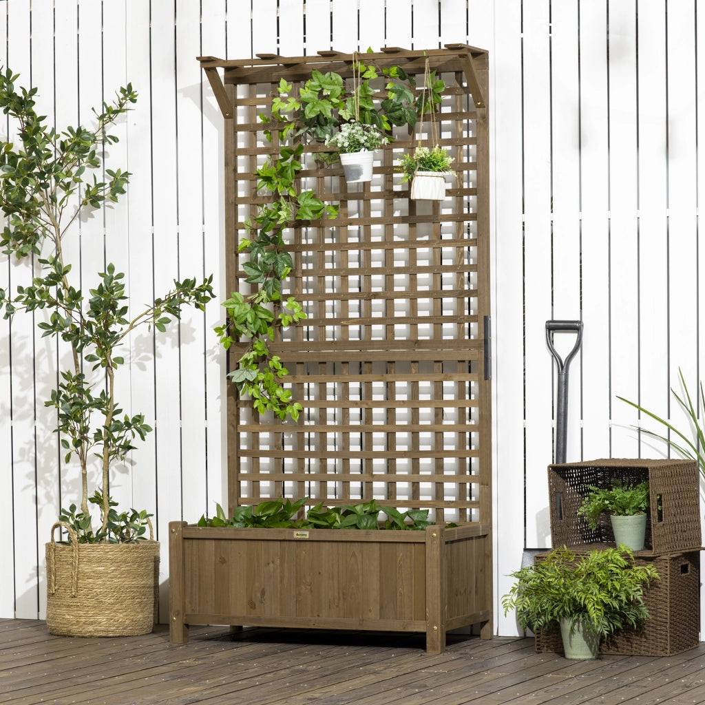 Hochbeet con Spaliera e Copertura ¨C zephmum ¨C Legno 90x45x183 cm Marrone