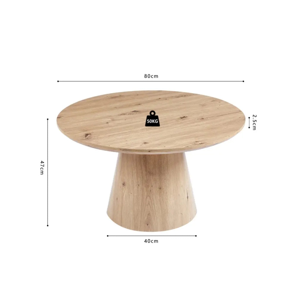 Tavolino rotondo collezione TIGNES – Decorazione effetto pino – D80 x H47 cm