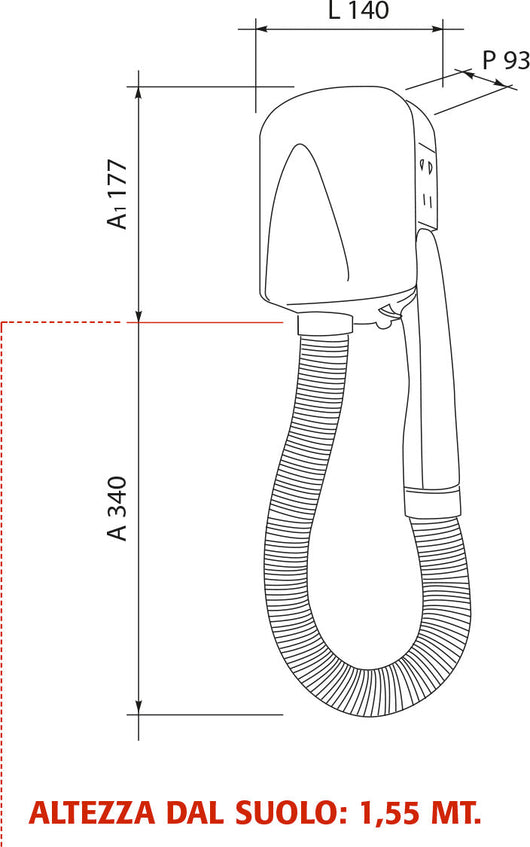 Asciugacapelli Phon da Parete con Tubo 700W Vama Tiny Bianco