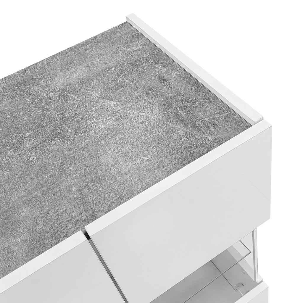 Credenza moderna 140 x 35 x 75 cm con 2 ante, 3 cassetti e illuminazione LED RGB