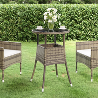 Tavolo Giardino Ø60x75 cm Vetro Temperato e Polyrattan Grigio 310600