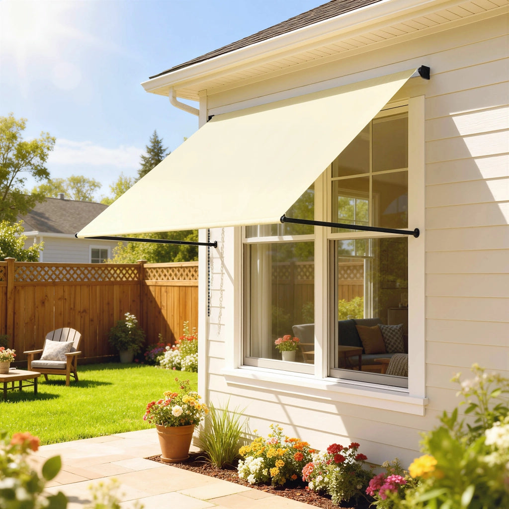 Tenda da sole retrattile manuale ¨C zephmum ¨C 150x116 cm crema alluminio poliestere