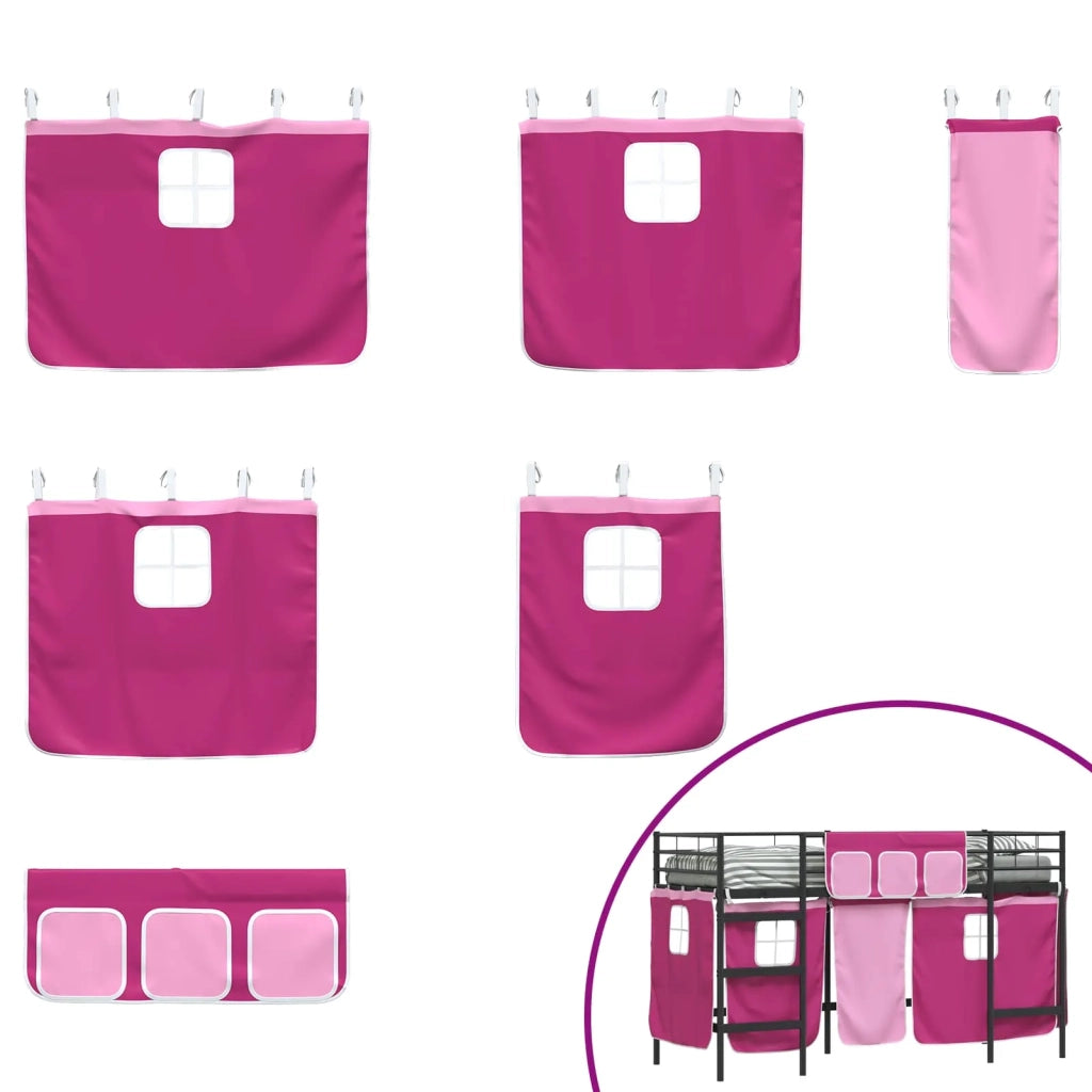 Struttura del Letto Loft per Bambini con Tendine Nero e rosa 42020805
