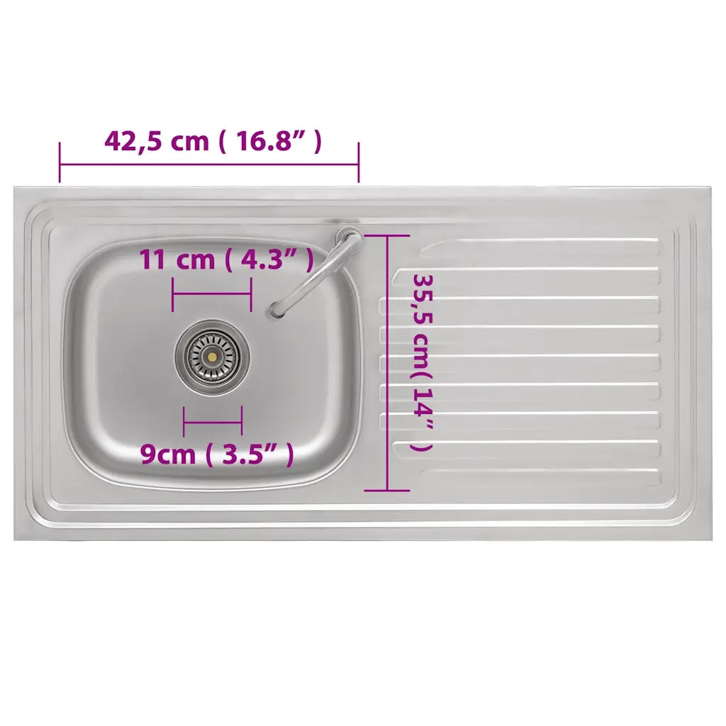 Lavello da Campeggio Vasca Singola con Rubinetto Acciaio Inox CFW1476459